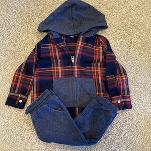 Andy and Evan Plaid zip up and pants set